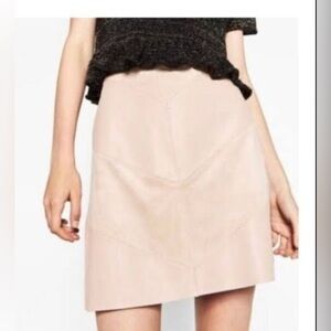 Zara Pink Chevron Faux Leather and Suede Mini Skirt Size M